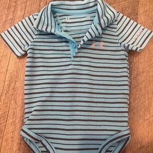 Under Armour Striped blue Polo Shirt baby infant Onesie 3-6M One-Piece  Dressy G